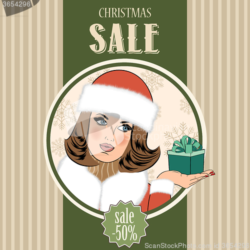Image of Christmas sale design with sexy Santa girl