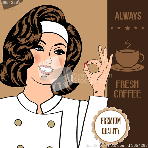 Image of coffee advertising banner with a beautiful lady