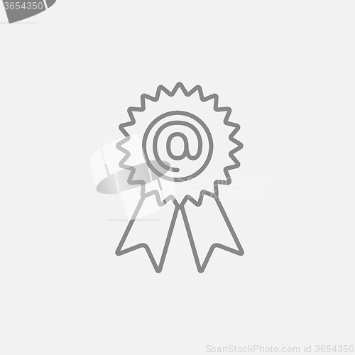 Image of Award with at sign line icon.