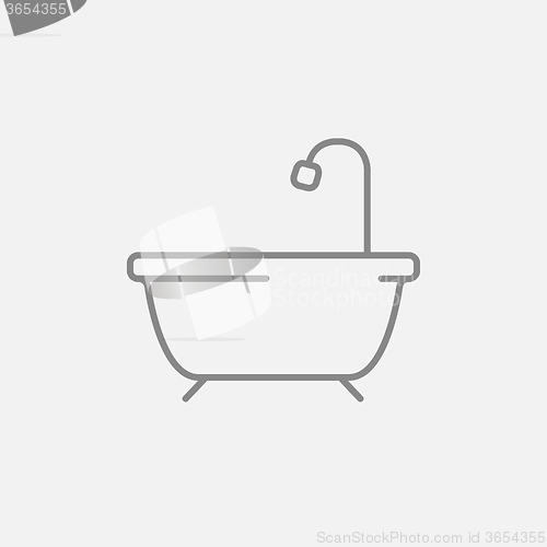 Image of Bathtub with shower line icon.