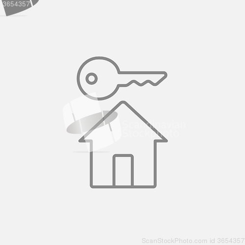 Image of Key for house line icon.