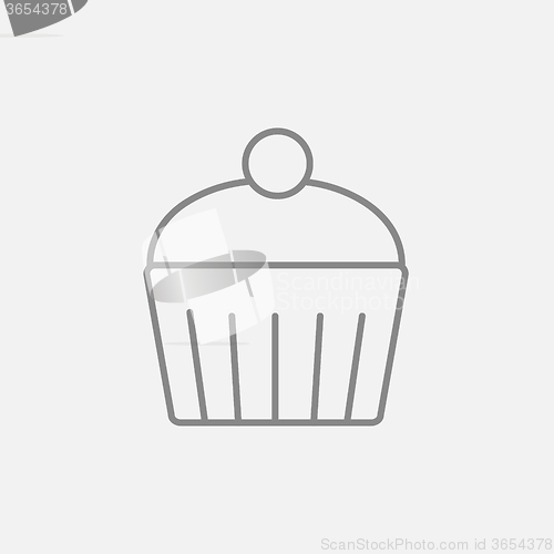 Image of Cupcake with cherry line icon.