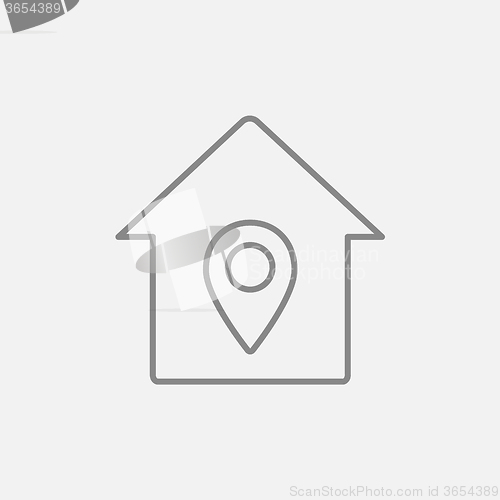 Image of House with pointer line icon.
