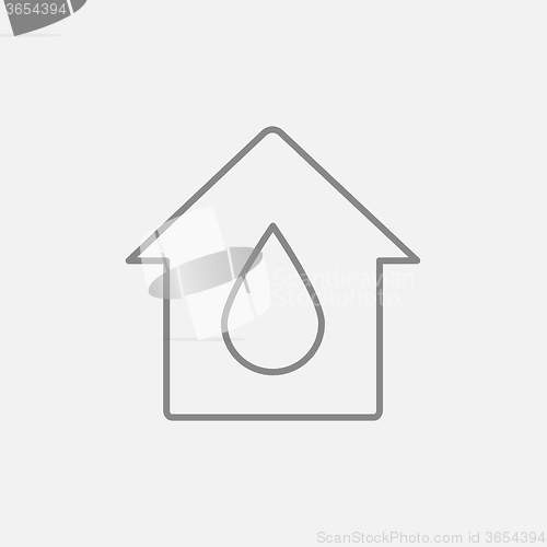 Image of House with water drop line icon.