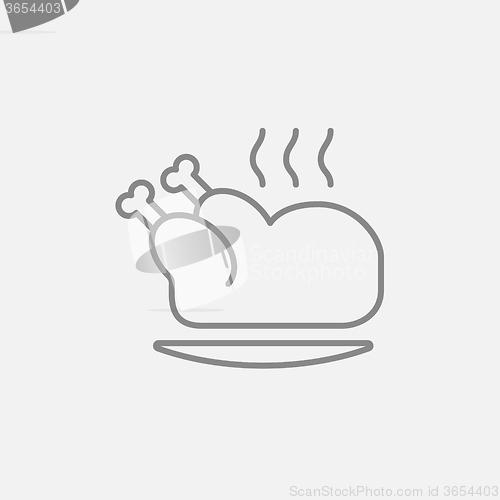 Image of Baked whole chicken line icon.