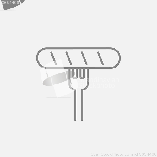 Image of Sausage on fork line icon.