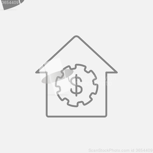 Image of House with dollar symbol line icon.