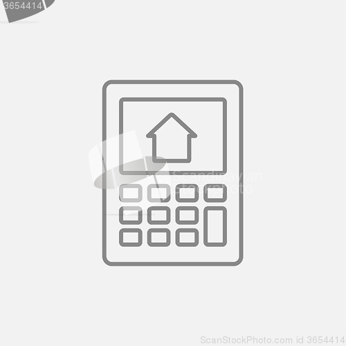 Image of Calculator with house on display line icon.