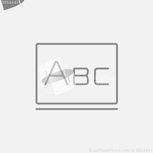 Image of Letters abc on blackboard line icon.