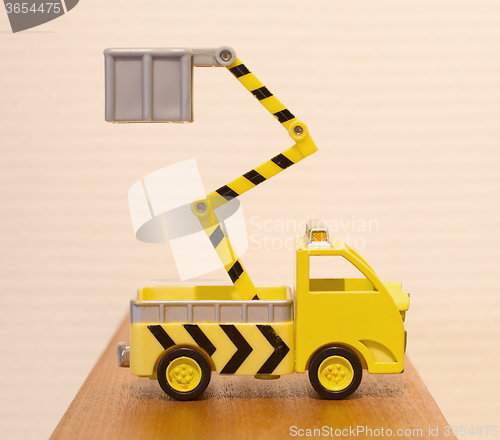 Image of Old toy emergency truck isolated