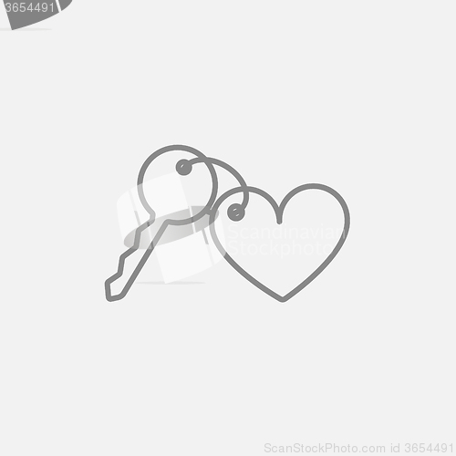 Image of Trinket for keys as heart line icon.