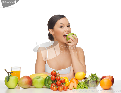 Image of woman with fruits and vegetables