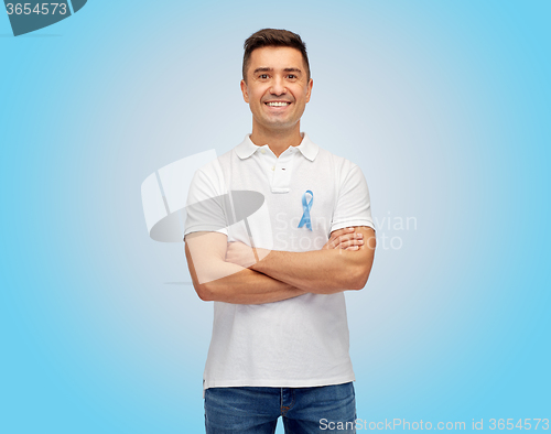 Image of happy man with prostate cancer awareness ribbon