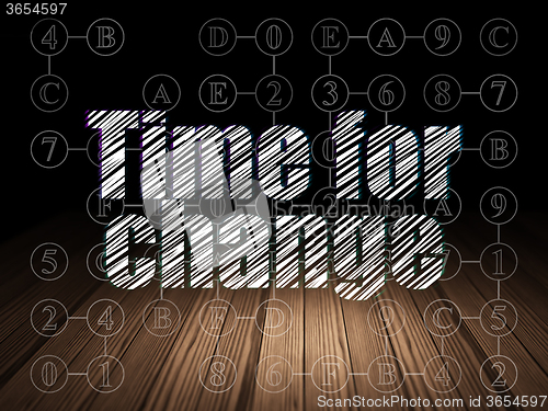 Image of Timeline concept: Time for Change in grunge dark room