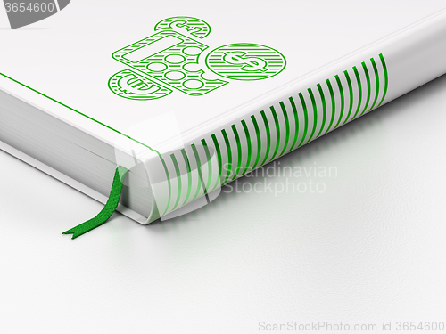 Image of Business concept: closed book, Calculator on white background