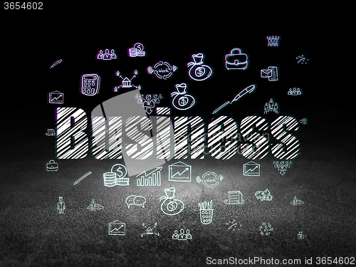 Image of Business concept: Business in grunge dark room