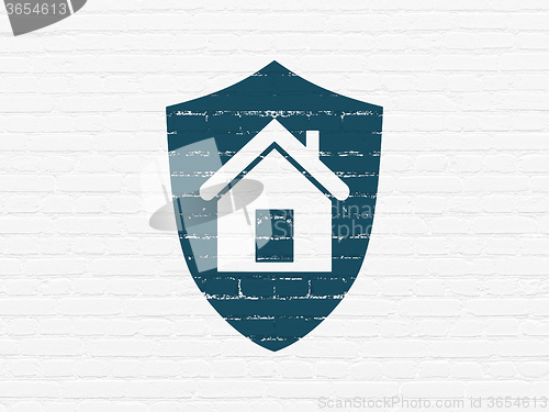 Image of Business concept: Shield on wall background