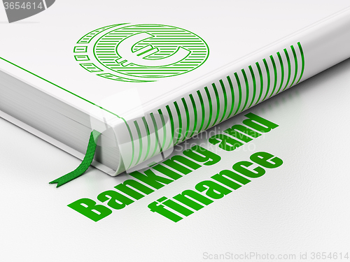Image of Currency concept: book Euro Coin, Banking And Finance on white background