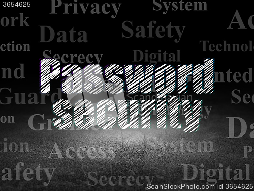 Image of Privacy concept: Password Security in grunge dark room