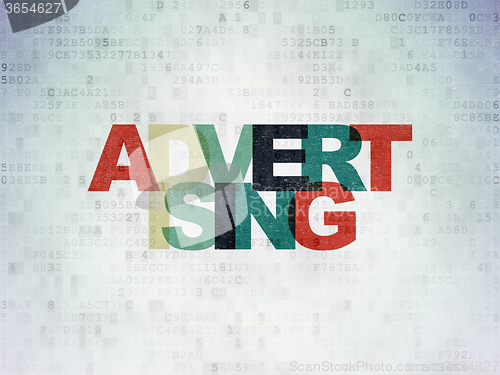 Image of Advertising concept: Advertising on Digital Paper background