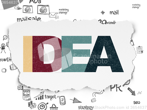 Image of Marketing concept: Idea on Torn Paper background