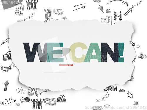 Image of Finance concept: We can! on Torn Paper background