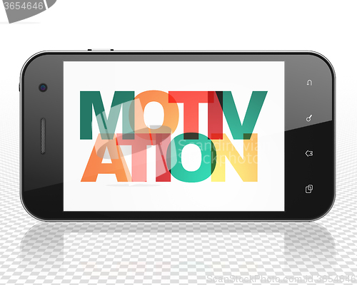 Image of Finance concept: Smartphone with Motivation on  display