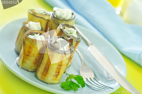 Image of eggplant rolls with cheese