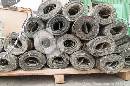Image of Rolls of roofing material for background