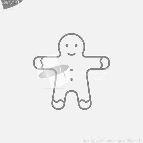 Image of Gingerbread man line icon.