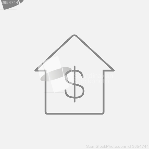 Image of House with dollar symbol line icon.