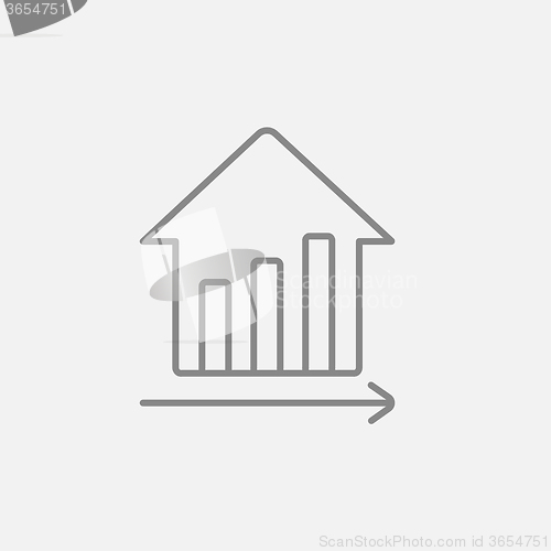 Image of Graph of real estate prices growth line icon.