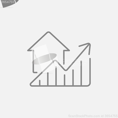 Image of Graph of real estate prices growth line icon.