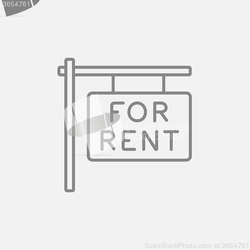 Image of For rent placard line icon.