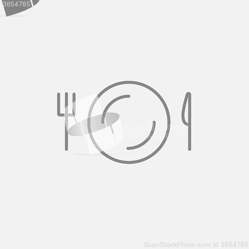 Image of Plate with cutlery line icon.