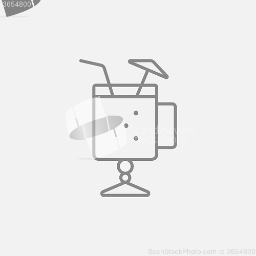 Image of Glass with drinking straw and umbrella line icon.