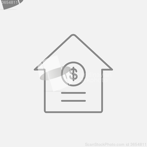 Image of House with dollar symbol line icon.