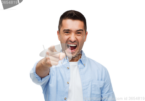 Image of angry man shouting and pointing finger on you