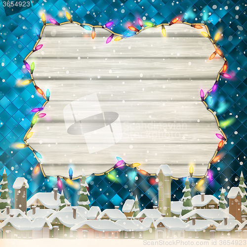 Image of Glowing White Christmas Lights. EPS 10