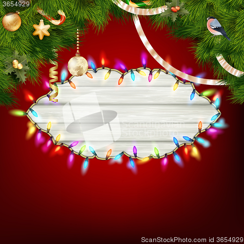 Image of Glowing White Christmas Lights. EPS 10