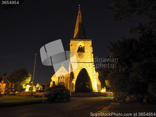 Image of St Mary Magdalene church in Tanworth in Arden at night