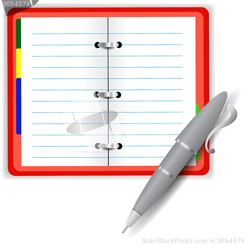 Image of Open Notebook and Grey Pen