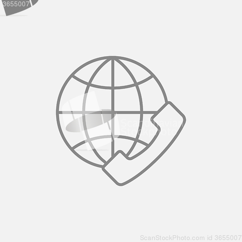 Image of Global internet shopping line icon.