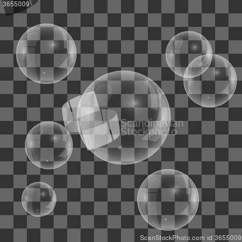 Image of Set of Transparent Soap  Water Bubbles