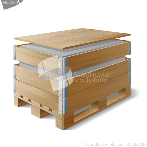 Image of Wooden box with cargo on a pallet