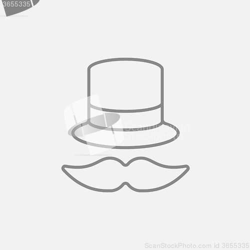 Image of Hat and mustache line icon.