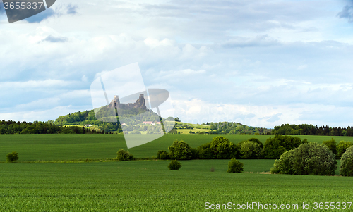 Image of Spring landscape and Trosky Castle, Czech Republic
