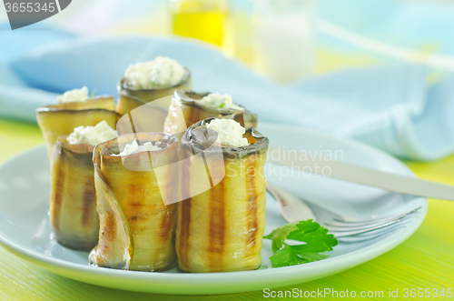 Image of eggplant rolls with cheese