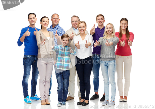 Image of group of smiling people showing thumbs up