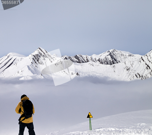 Image of Freerider on off-piste slope in mist